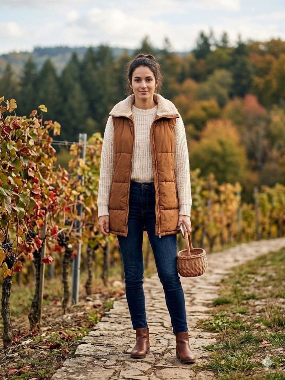 Pretty Garden sherpa hooded vest, rust color, size S